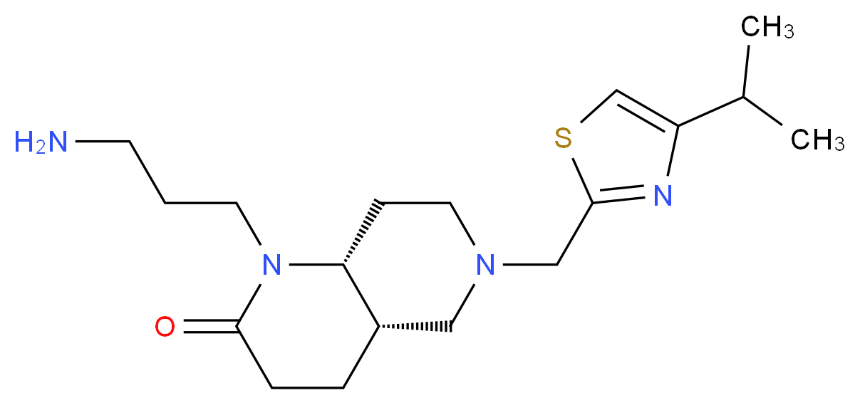 (4aS*,8aR*)-1-(3-aminopropyl)-6-[(4-isopropyl-1,3-thiazol-2-yl)methyl]octahydro-1,6-naphthyridin-2(1H)-one_分子结构_CAS_)