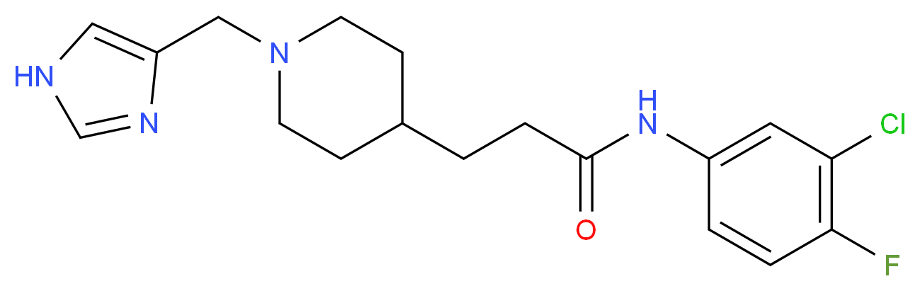 N-(3-chloro-4-fluorophenyl)-3-[1-(1H-imidazol-4-ylmethyl)piperidin-4-yl]propanamide_分子结构_CAS_)
