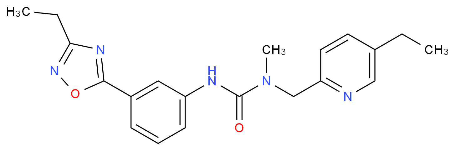N'-[3-(3-ethyl-1,2,4-oxadiazol-5-yl)phenyl]-N-[(5-ethylpyridin-2-yl)methyl]-N-methylurea_分子结构_CAS_)