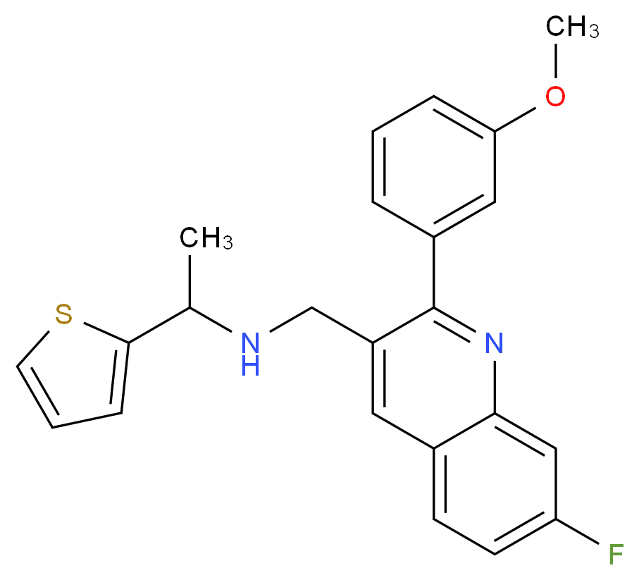 N-{[7-fluoro-2-(3-methoxyphenyl)-3-quinolinyl]methyl}-1-(2-thienyl)ethanamine_分子结构_CAS_)