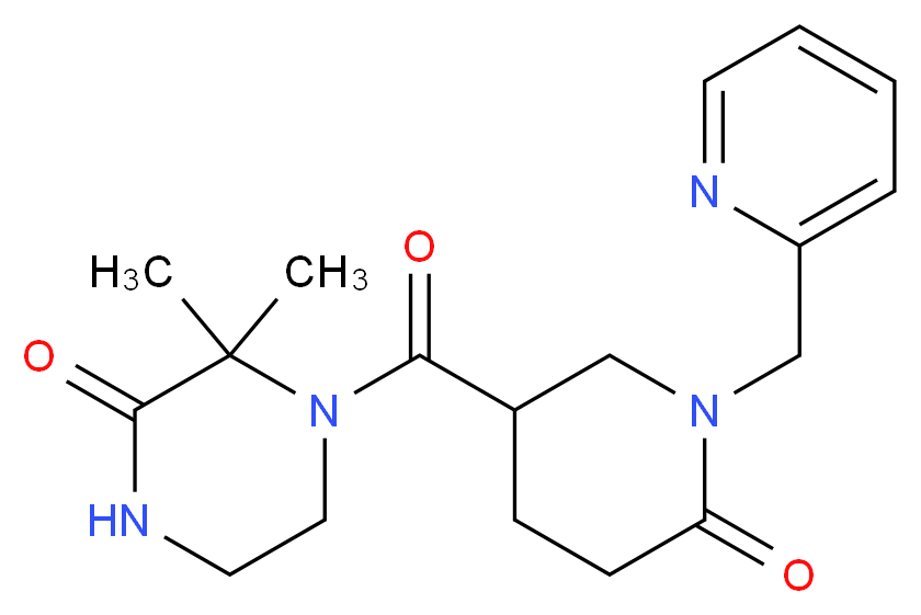 3,3-dimethyl-4-{[6-oxo-1-(2-pyridinylmethyl)-3-piperidinyl]carbonyl}-2-piperazinone_分子结构_CAS_)