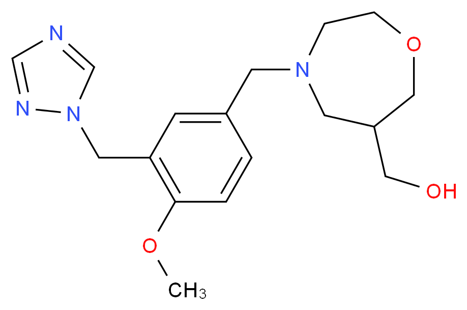 {4-[4-methoxy-3-(1H-1,2,4-triazol-1-ylmethyl)benzyl]-1,4-oxazepan-6-yl}methanol_分子结构_CAS_)