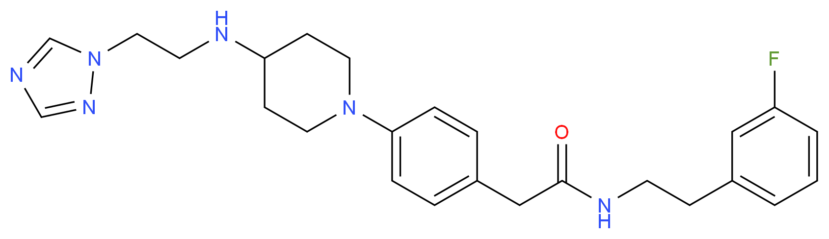 N-[2-(3-fluorophenyl)ethyl]-2-[4-(4-{[2-(1H-1,2,4-triazol-1-yl)ethyl]amino}-1-piperidinyl)phenyl]acetamide_分子结构_CAS_)