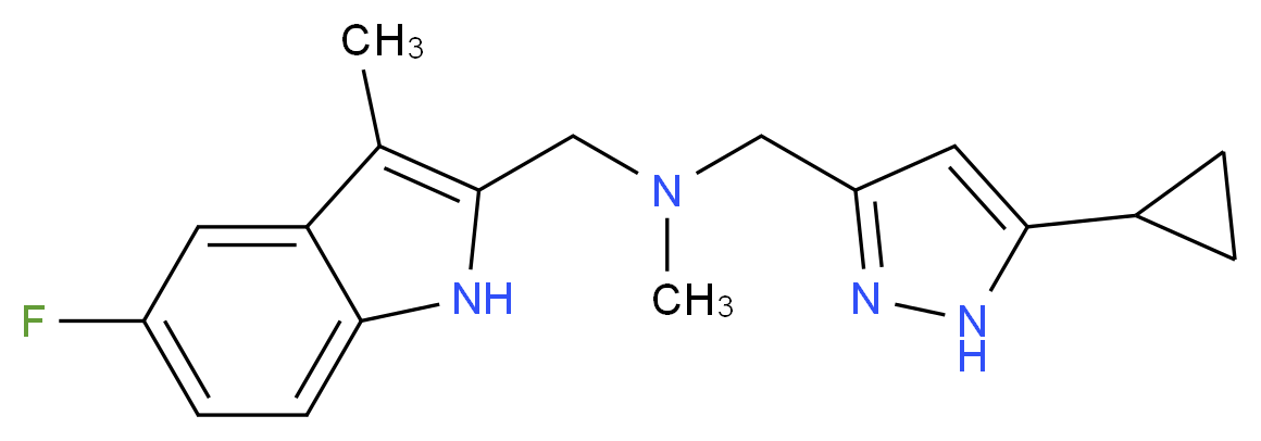 1-(5-cyclopropyl-1H-pyrazol-3-yl)-N-[(5-fluoro-3-methyl-1H-indol-2-yl)methyl]-N-methylmethanamine_分子结构_CAS_)