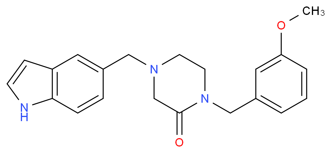 4-(1H-indol-5-ylmethyl)-1-(3-methoxybenzyl)-2-piperazinone_分子结构_CAS_)