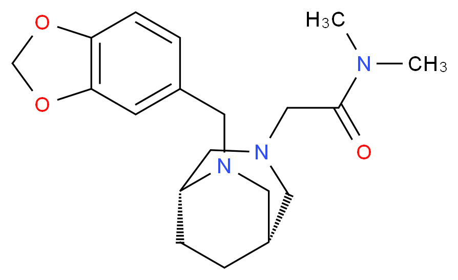 2-[(1S*,5R*)-6-(1,3-benzodioxol-5-ylmethyl)-3,6-diazabicyclo[3.2.2]non-3-yl]-N,N-dimethylacetamide_分子结构_CAS_)