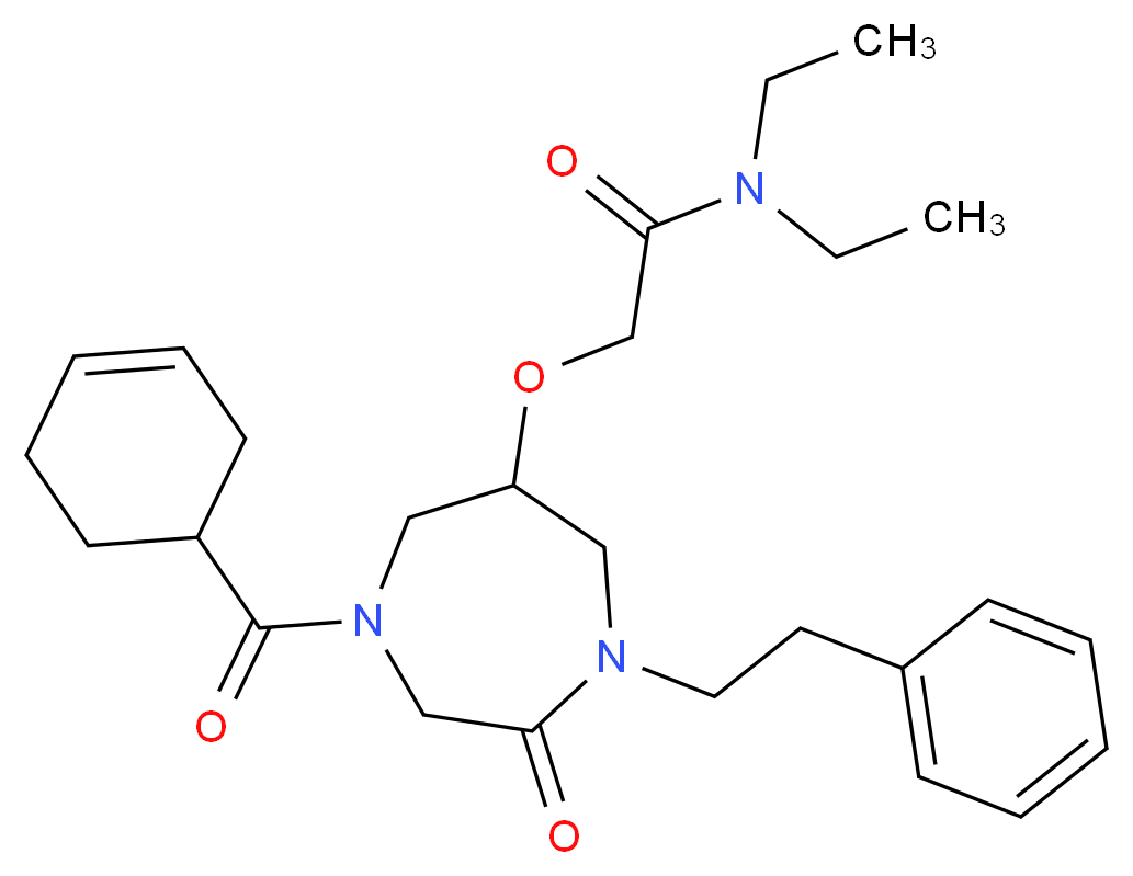 2-{[4-(3-cyclohexen-1-ylcarbonyl)-2-oxo-1-(2-phenylethyl)-1,4-diazepan-6-yl]oxy}-N,N-diethylacetamide_分子结构_CAS_)