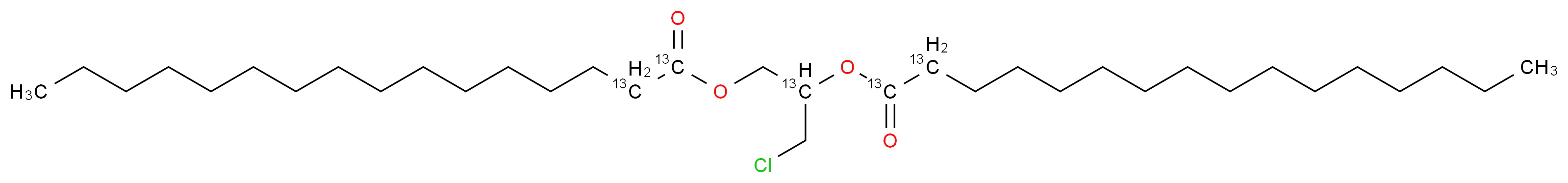 rac 1,2-Bis-palmitoyl-3-chloropropanediol-13C5_分子结构_CAS_1246815-94-0)