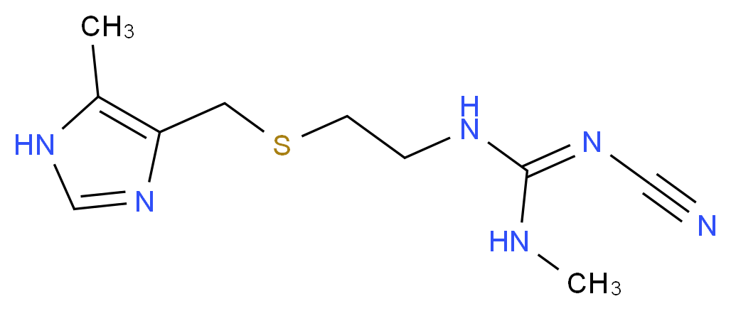 (E)-2-cyano-1-methyl-3-(2-{[(5-methyl-1H-imidazol-4-yl)methyl]sulfanyl}ethyl)guanidine_分子结构_CAS_51481-61-9