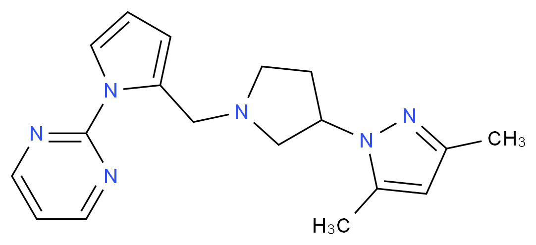 2-(2-{[3-(3,5-dimethyl-1H-pyrazol-1-yl)pyrrolidin-1-yl]methyl}-1H-pyrrol-1-yl)pyrimidine_分子结构_CAS_)