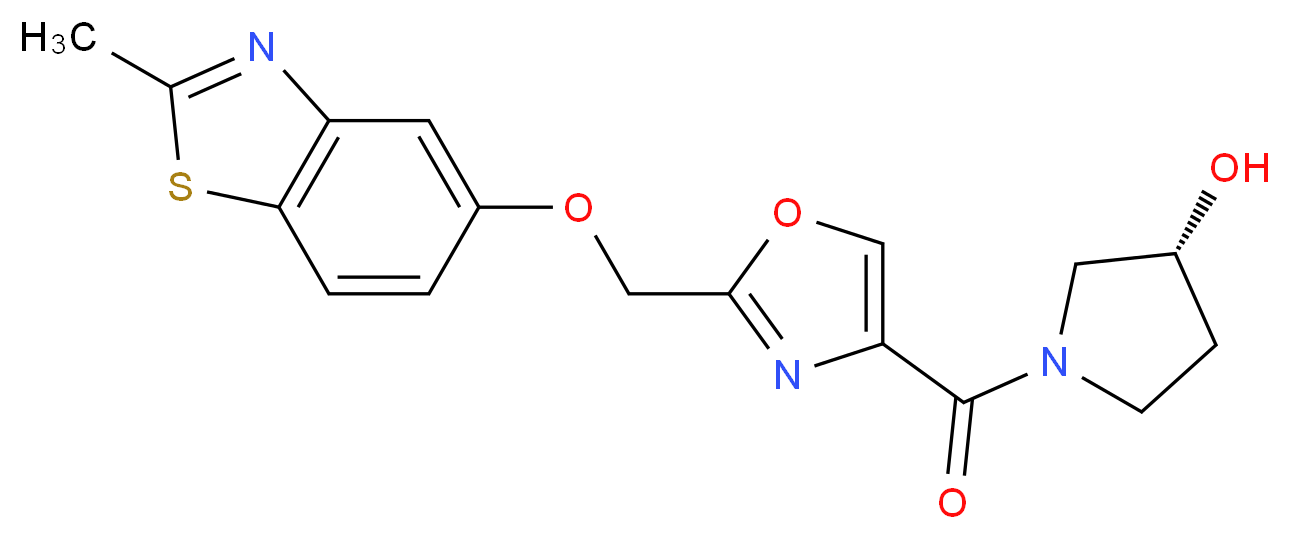 (3R)-1-[(2-{[(2-methyl-1,3-benzothiazol-5-yl)oxy]methyl}-1,3-oxazol-4-yl)carbonyl]pyrrolidin-3-ol_分子结构_CAS_)