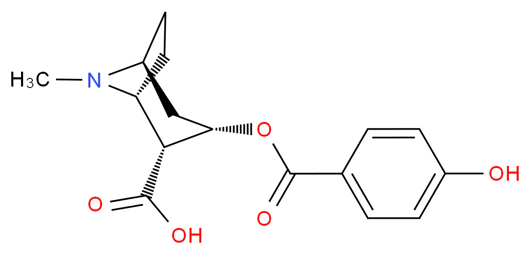(1R,2R,3S,5S)-3-(4-hydroxybenzoyloxy)-8-methyl-8-azabicyclo[3.2.1]octane-2-carboxylic acid_分子结构_CAS_90899-22-2