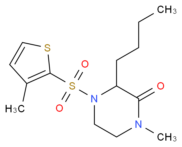 3-butyl-1-methyl-4-[(3-methyl-2-thienyl)sulfonyl]-2-piperazinone_分子结构_CAS_)