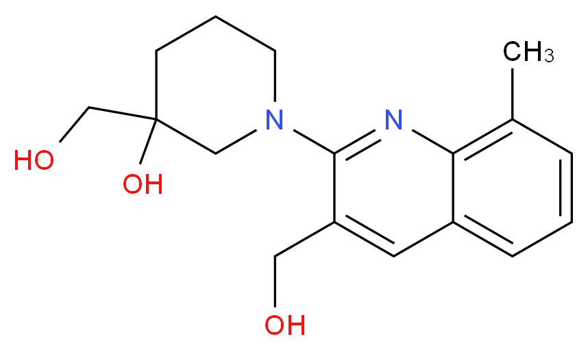 3-(hydroxymethyl)-1-[3-(hydroxymethyl)-8-methyl-2-quinolinyl]-3-piperidinol_分子结构_CAS_)