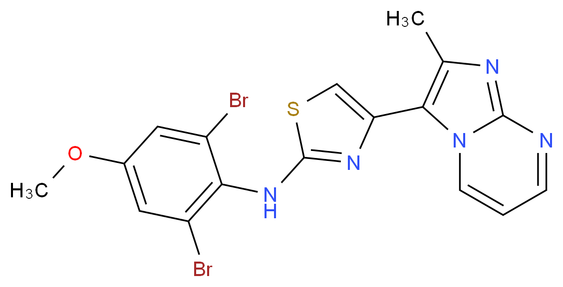 N-(2,6-dibromo-4-methoxyphenyl)-4-{2-methylimidazo[1,2-a]pyrimidin-3-yl}-1,3-thiazol-2-amine_分子结构_CAS_315704-66-6