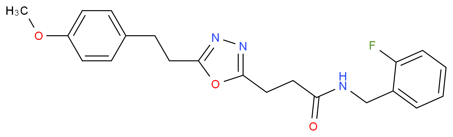 N-(2-fluorobenzyl)-3-{5-[2-(4-methoxyphenyl)ethyl]-1,3,4-oxadiazol-2-yl}propanamide_分子结构_CAS_)