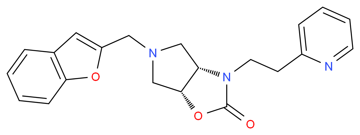 (3aS*,6aR*)-5-(1-benzofuran-2-ylmethyl)-3-[2-(2-pyridinyl)ethyl]hexahydro-2H-pyrrolo[3,4-d][1,3]oxazol-2-one_分子结构_CAS_)