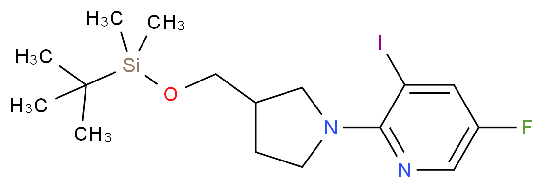 2-(3-((tert-Butyldimethylsilyloxy)methyl)pyrrolidin-1-yl)-5-fluoro-3-iodopyridine_分子结构_CAS_)