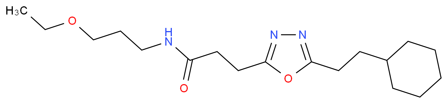 3-[5-(2-cyclohexylethyl)-1,3,4-oxadiazol-2-yl]-N-(3-ethoxypropyl)propanamide_分子结构_CAS_)