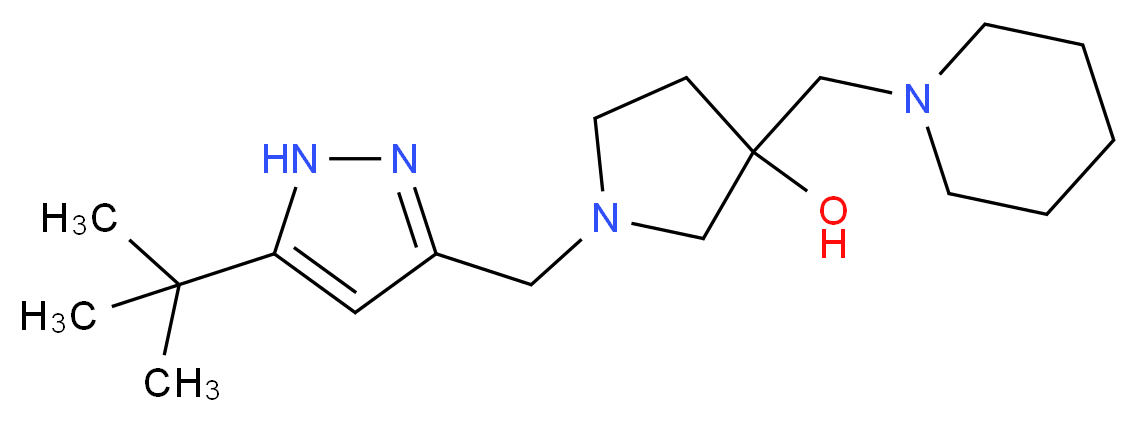 1-[(5-tert-butyl-1H-pyrazol-3-yl)methyl]-3-(piperidin-1-ylmethyl)pyrrolidin-3-ol_分子结构_CAS_)