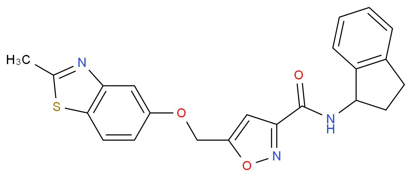 N-(2,3-dihydro-1H-inden-1-yl)-5-{[(2-methyl-1,3-benzothiazol-5-yl)oxy]methyl}-3-isoxazolecarboxamide_分子结构_CAS_)