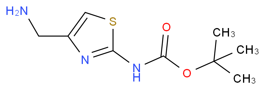 tert-butyl N-[4-(aminomethyl)-1,3-thiazol-2-yl]carbamate_分子结构_CAS_1211535-27-1