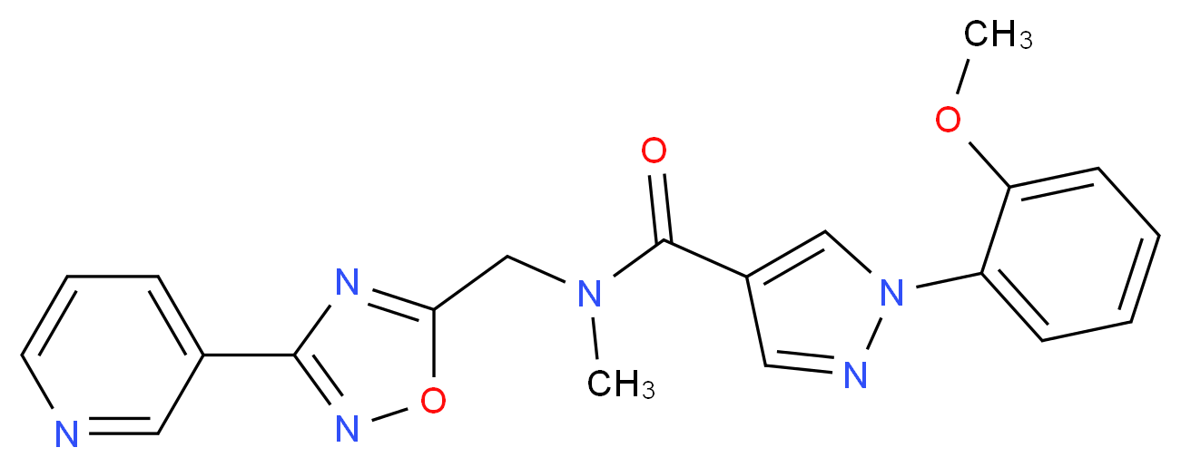 1-(2-methoxyphenyl)-N-methyl-N-{[3-(3-pyridinyl)-1,2,4-oxadiazol-5-yl]methyl}-1H-pyrazole-4-carboxamide_分子结构_CAS_)