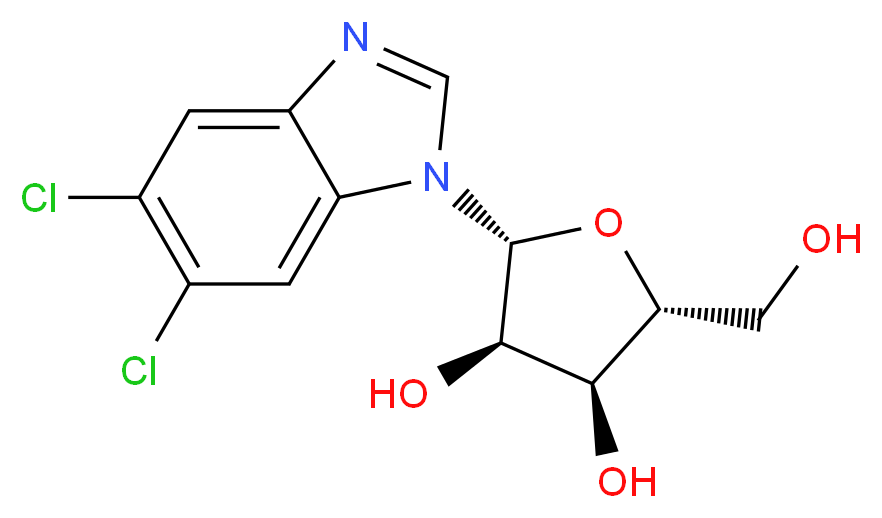 (2R,3R,4S,5R)-2-(5,6-dichloro-1H-1,3-benzodiazol-1-yl)-5-(hydroxymethyl)oxolane-3,4-diol_分子结构_CAS_53-85-0