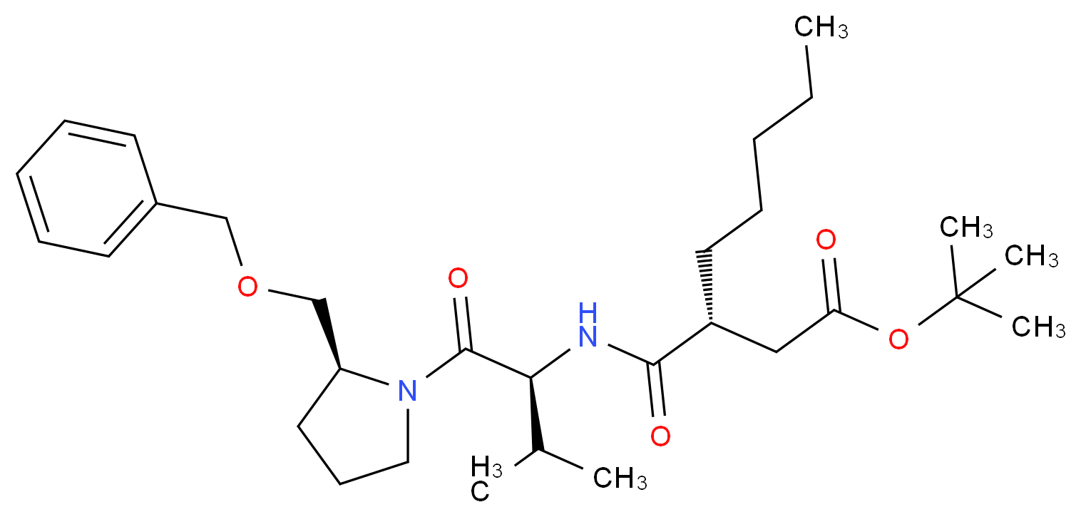 tert-butyl (3R)-3-{[(2S)-1-[(2S)-2-[(benzyloxy)methyl]pyrrolidin-1-yl]-3-methyl-1-oxobutan-2-yl]carbamoyl}octanoate_分子结构_CAS_60754-30-7