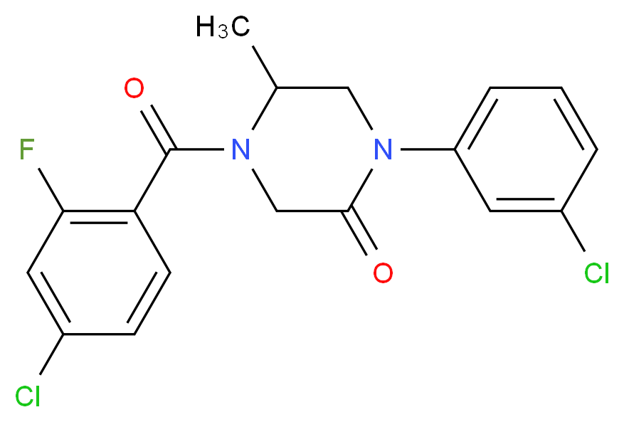 4-(4-chloro-2-fluorobenzoyl)-1-(3-chlorophenyl)-5-methyl-2-piperazinone_分子结构_CAS_)