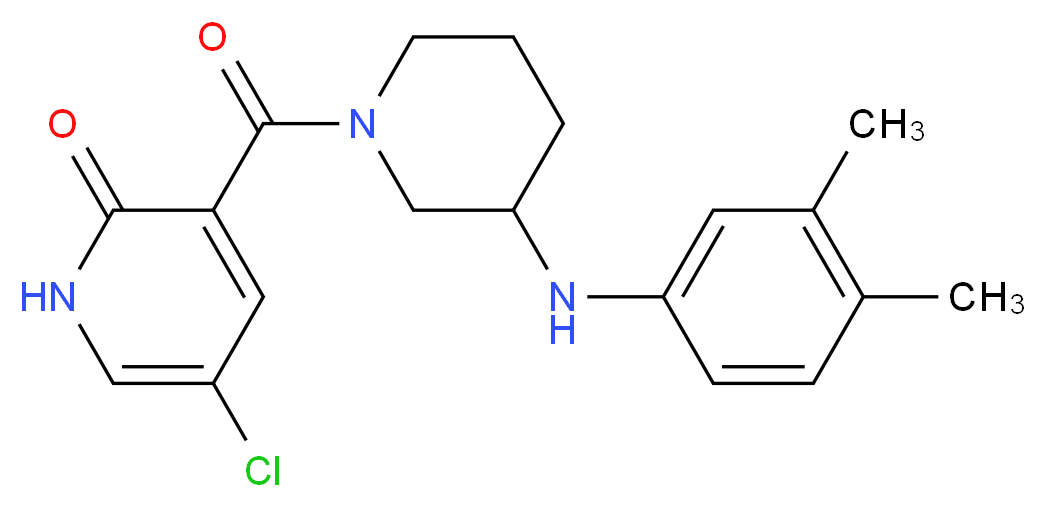 5-chloro-3-({3-[(3,4-dimethylphenyl)amino]-1-piperidinyl}carbonyl)-2(1H)-pyridinone_分子结构_CAS_)
