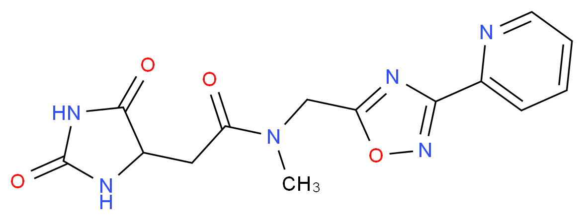 2-(2,5-dioxo-4-imidazolidinyl)-N-methyl-N-{[3-(2-pyridinyl)-1,2,4-oxadiazol-5-yl]methyl}acetamide_分子结构_CAS_)