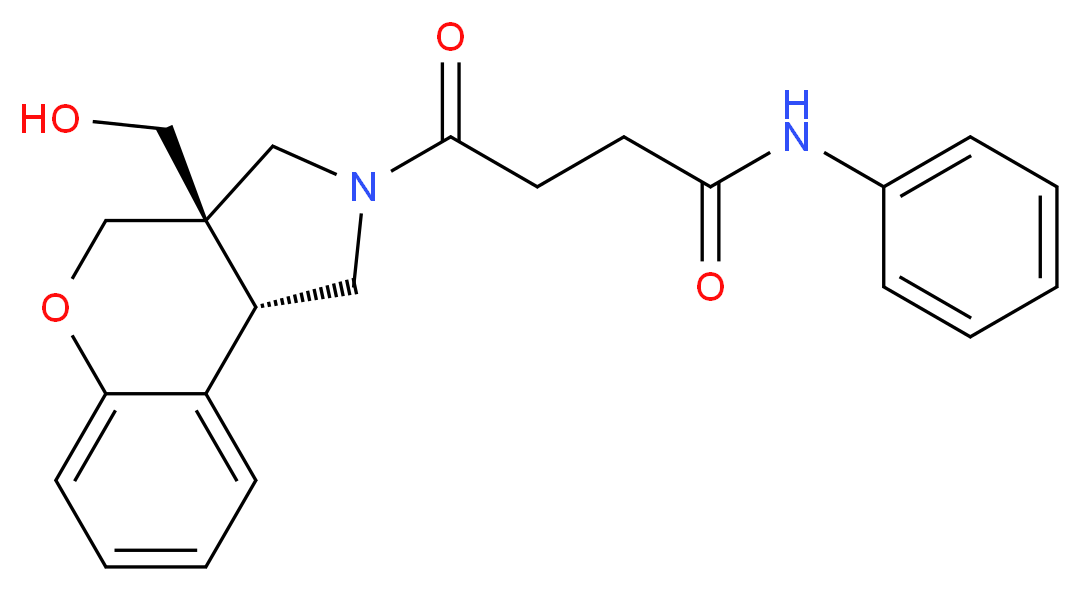 4-[(3aS*,9bS*)-3a-(hydroxymethyl)-1,3a,4,9b-tetrahydrochromeno[3,4-c]pyrrol-2(3H)-yl]-4-oxo-N-phenylbutanamide_分子结构_CAS_)