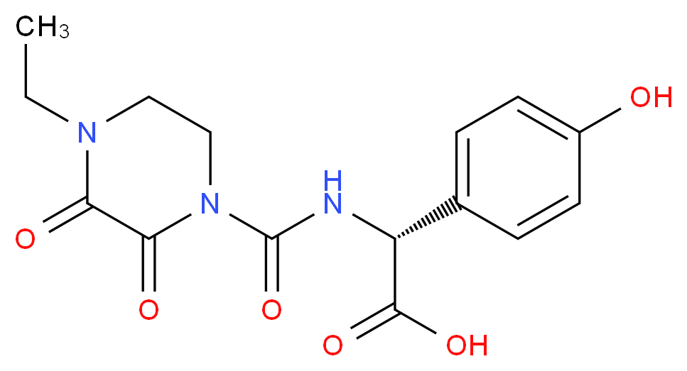 (2R)-2-[(4-ETHYL-2,3-DIOXOPIPERAZINYL)CARBONYLAMINO]-2-(4-HYDROXYPHENYL)ACETIC ACID_分子结构_CAS_62893-24-7)