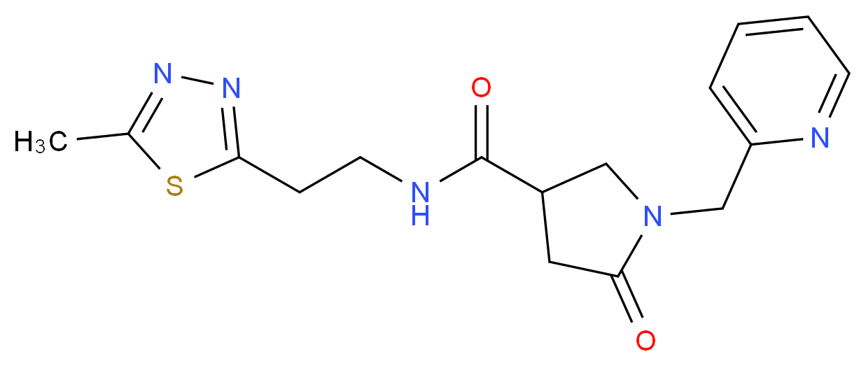 N-[2-(5-methyl-1,3,4-thiadiazol-2-yl)ethyl]-5-oxo-1-(2-pyridinylmethyl)-3-pyrrolidinecarboxamide_分子结构_CAS_)