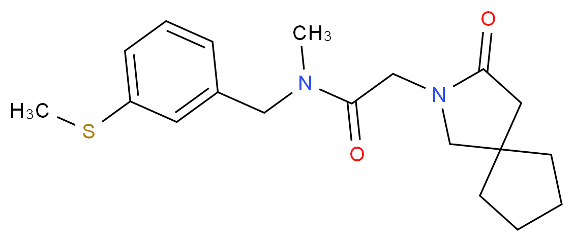 N-methyl-N-[3-(methylthio)benzyl]-2-(3-oxo-2-azaspiro[4.4]non-2-yl)acetamide_分子结构_CAS_)