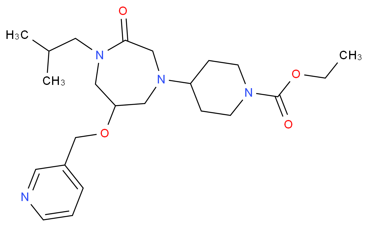 ethyl 4-[4-isobutyl-3-oxo-6-(3-pyridinylmethoxy)-1,4-diazepan-1-yl]-1-piperidinecarboxylate_分子结构_CAS_)