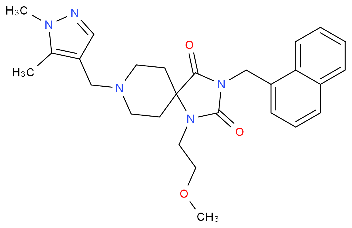 8-[(1,5-dimethyl-1H-pyrazol-4-yl)methyl]-1-(2-methoxyethyl)-3-(1-naphthylmethyl)-1,3,8-triazaspiro[4.5]decane-2,4-dione_分子结构_CAS_)
