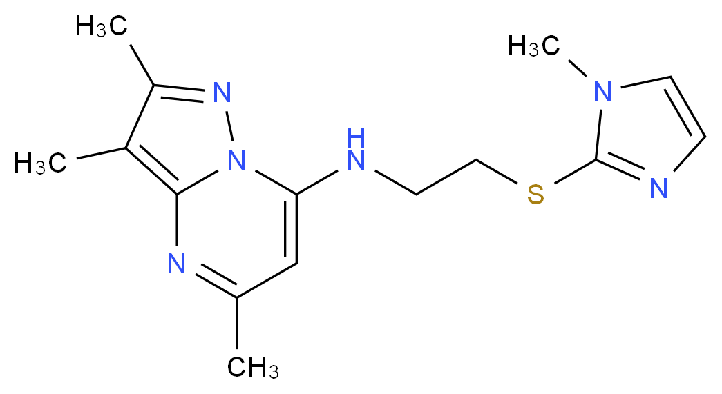 2,3,5-trimethyl-N-{2-[(1-methyl-1H-imidazol-2-yl)thio]ethyl}pyrazolo[1,5-a]pyrimidin-7-amine_分子结构_CAS_)