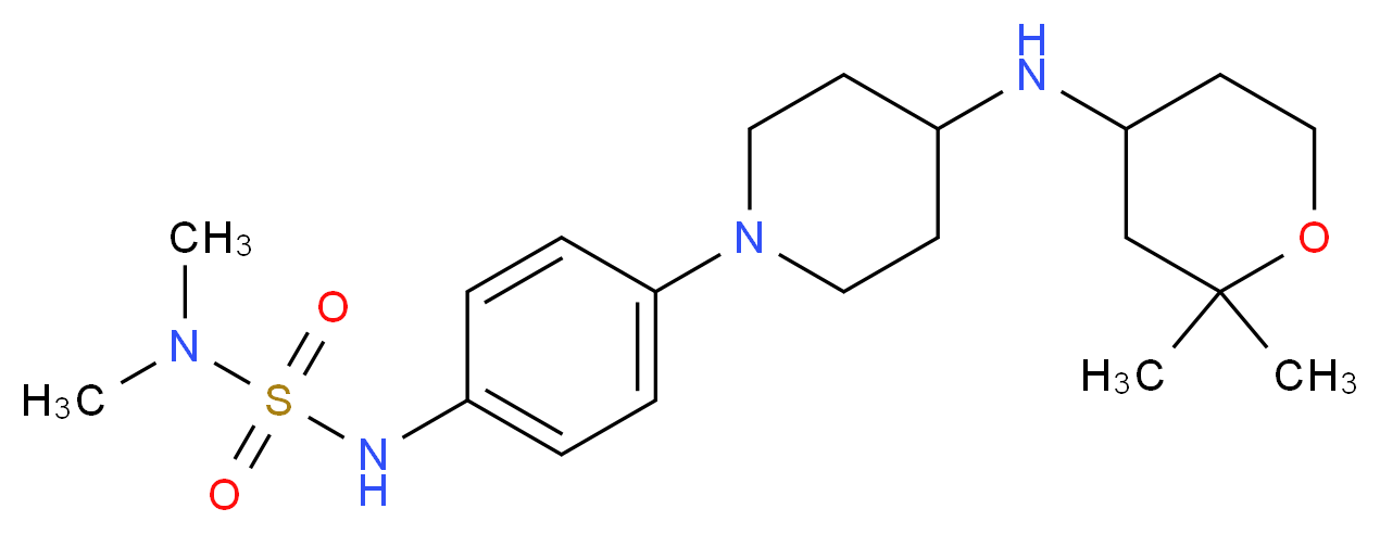 N'-(4-{4-[(2,2-dimethyltetrahydro-2H-pyran-4-yl)amino]-1-piperidinyl}phenyl)-N,N-dimethylsulfamide_分子结构_CAS_)
