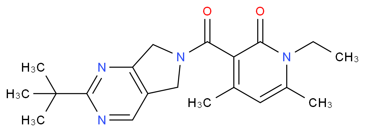 3-[(2-tert-butyl-5,7-dihydro-6H-pyrrolo[3,4-d]pyrimidin-6-yl)carbonyl]-1-ethyl-4,6-dimethylpyridin-2(1H)-one_分子结构_CAS_)