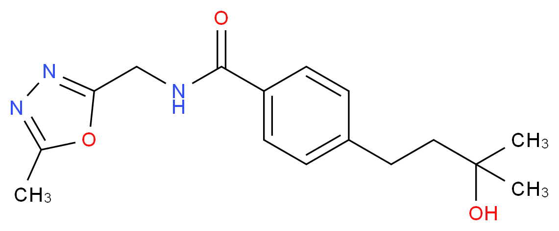 4-(3-hydroxy-3-methylbutyl)-N-[(5-methyl-1,3,4-oxadiazol-2-yl)methyl]benzamide_分子结构_CAS_)
