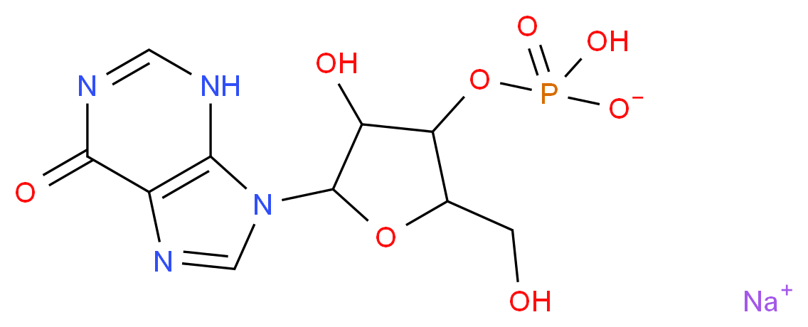 sodium 4-hydroxy-2-(hydroxymethyl)-5-(6-oxo-6,9-dihydro-3H-purin-9-yl)oxolan-3-yl hydrogen phosphate_分子结构_CAS_97259-68-2