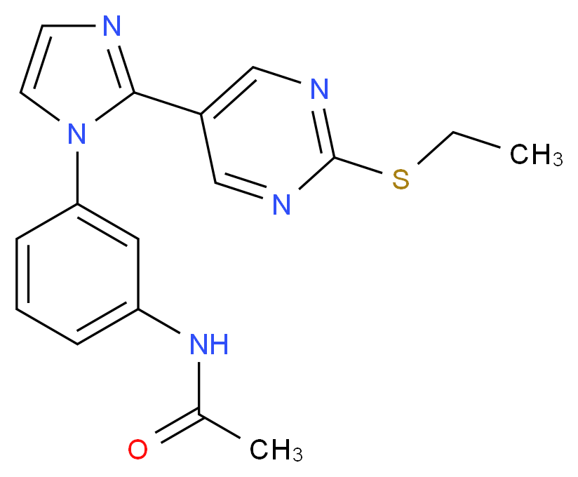 N-(3-{2-[2-(ethylthio)pyrimidin-5-yl]-1H-imidazol-1-yl}phenyl)acetamide_分子结构_CAS_)