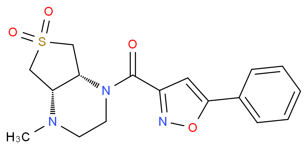 (4aR*,7aS*)-1-methyl-4-[(5-phenyl-3-isoxazolyl)carbonyl]octahydrothieno[3,4-b]pyrazine 6,6-dioxide_分子结构_CAS_)