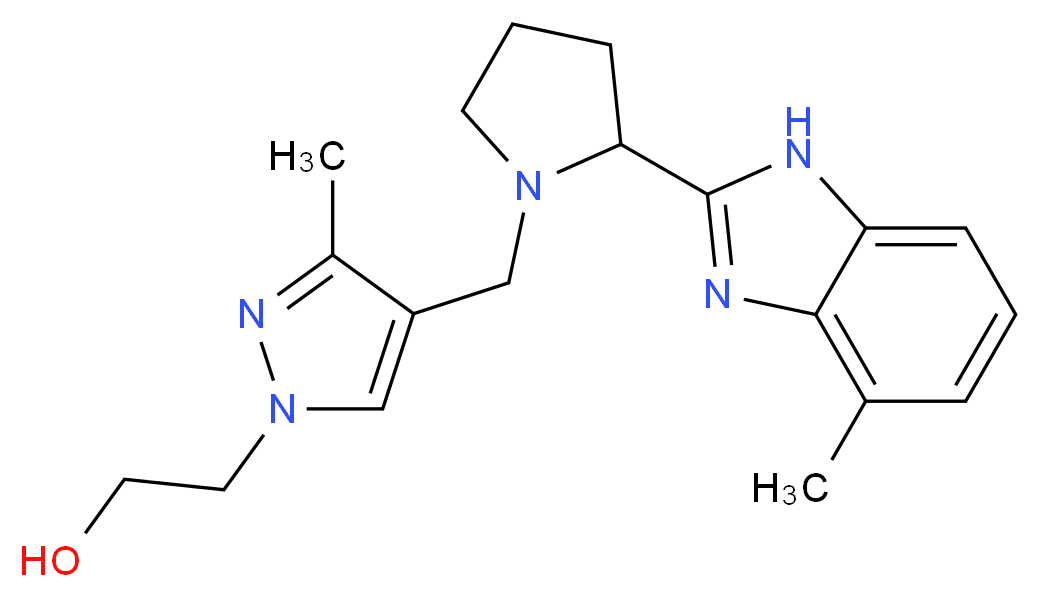 2-(3-methyl-4-{[2-(4-methyl-1H-benzimidazol-2-yl)pyrrolidin-1-yl]methyl}-1H-pyrazol-1-yl)ethanol_分子结构_CAS_)