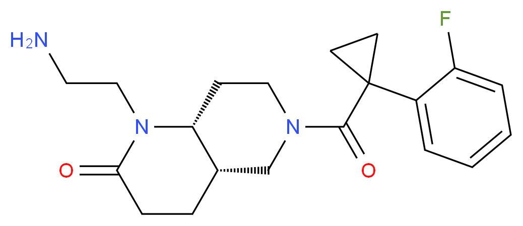 (4aS*,8aR*)-1-(2-aminoethyl)-6-{[1-(2-fluorophenyl)cyclopropyl]carbonyl}octahydro-1,6-naphthyridin-2(1H)-one_分子结构_CAS_)