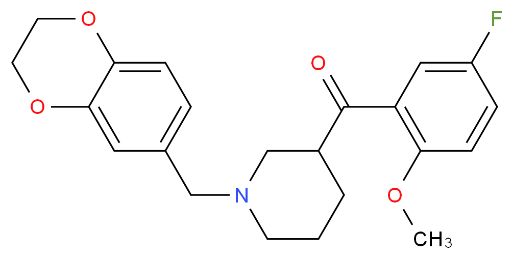 [1-(2,3-dihydro-1,4-benzodioxin-6-ylmethyl)-3-piperidinyl](5-fluoro-2-methoxyphenyl)methanone_分子结构_CAS_)