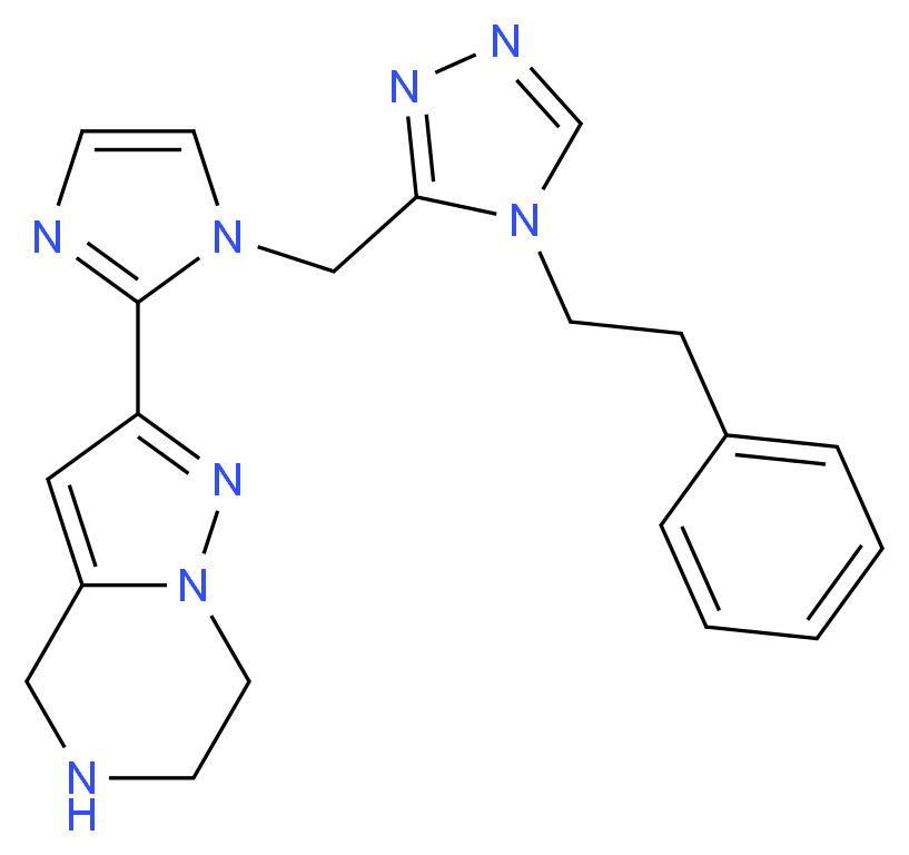 2-(1-{[4-(2-phenylethyl)-4H-1,2,4-triazol-3-yl]methyl}-1H-imidazol-2-yl)-4,5,6,7-tetrahydropyrazolo[1,5-a]pyrazine_分子结构_CAS_)