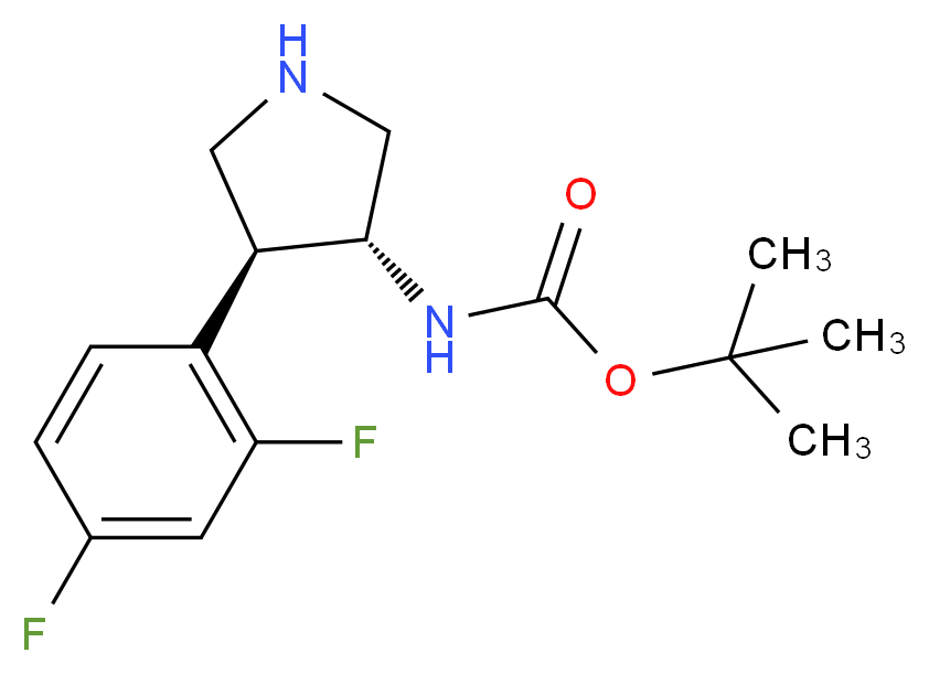 tert-butyl (3R,4S)-4-(2,4-difluorophenyl)pyrrolidin-3-ylcarbamate_分子结构_CAS_1245506-83-5(relative))